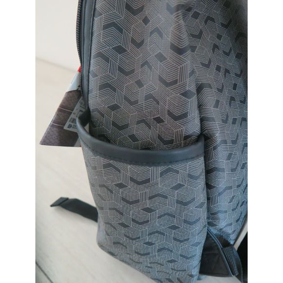 Skip Hop DECO Saffiano Diaper Backpack Black/Gray Vegan Leather Interweave Lines - Picture 7 of 11